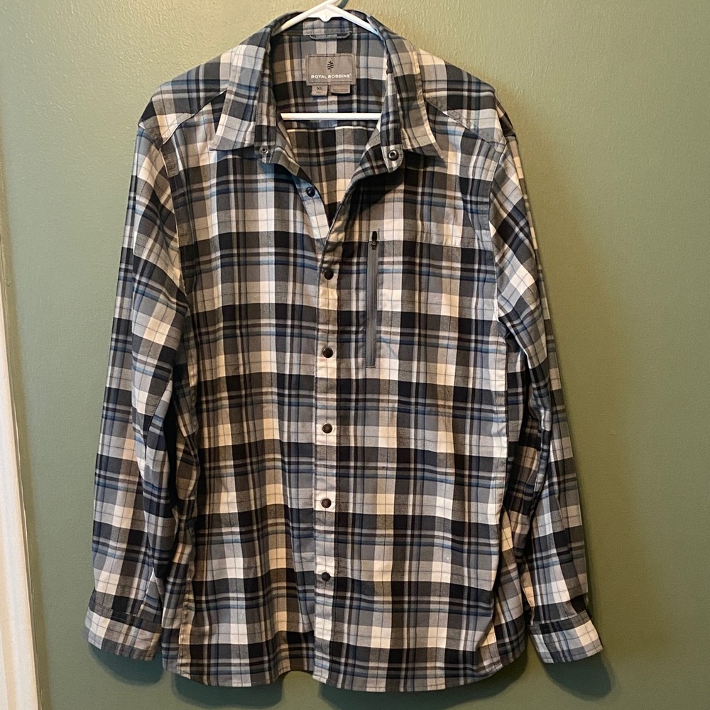 Royal Robbins Blue and Black Plaid Shirt